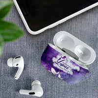 Lupus Awareness Month AirPods Case Purple Ribbon Watercolor Galaxy Butterfly Floral Support Art