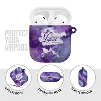 Lupus Awareness Month AirPods Case Purple Ribbon Watercolor Galaxy Butterfly Floral Support Art
