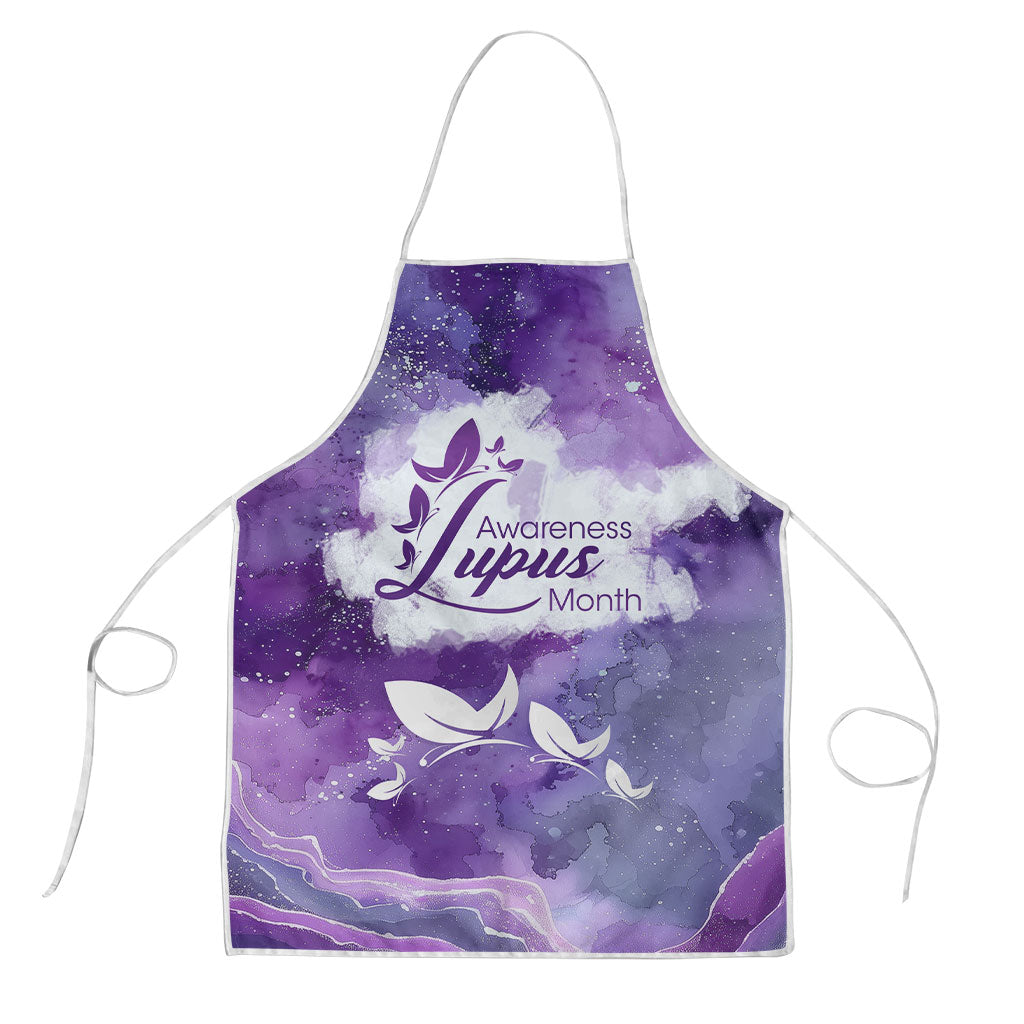 Lupus Awareness Month Apron Purple Ribbon Watercolor Galaxy Butterfly Floral Support Art