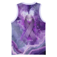 Lupus Awareness Month Basketball Jersey Purple Ribbon Watercolor Galaxy Butterfly Floral Support Art