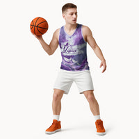 Lupus Awareness Month Basketball Jersey Purple Ribbon Watercolor Galaxy Butterfly Floral Support Art