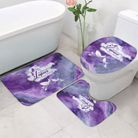 Lupus Awareness Month Bathroom Set Purple Ribbon Watercolor Galaxy Butterfly Floral Support Art