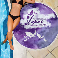 Lupus Awareness Month Beach Blanket Purple Ribbon Watercolor Galaxy Butterfly Floral Support Art