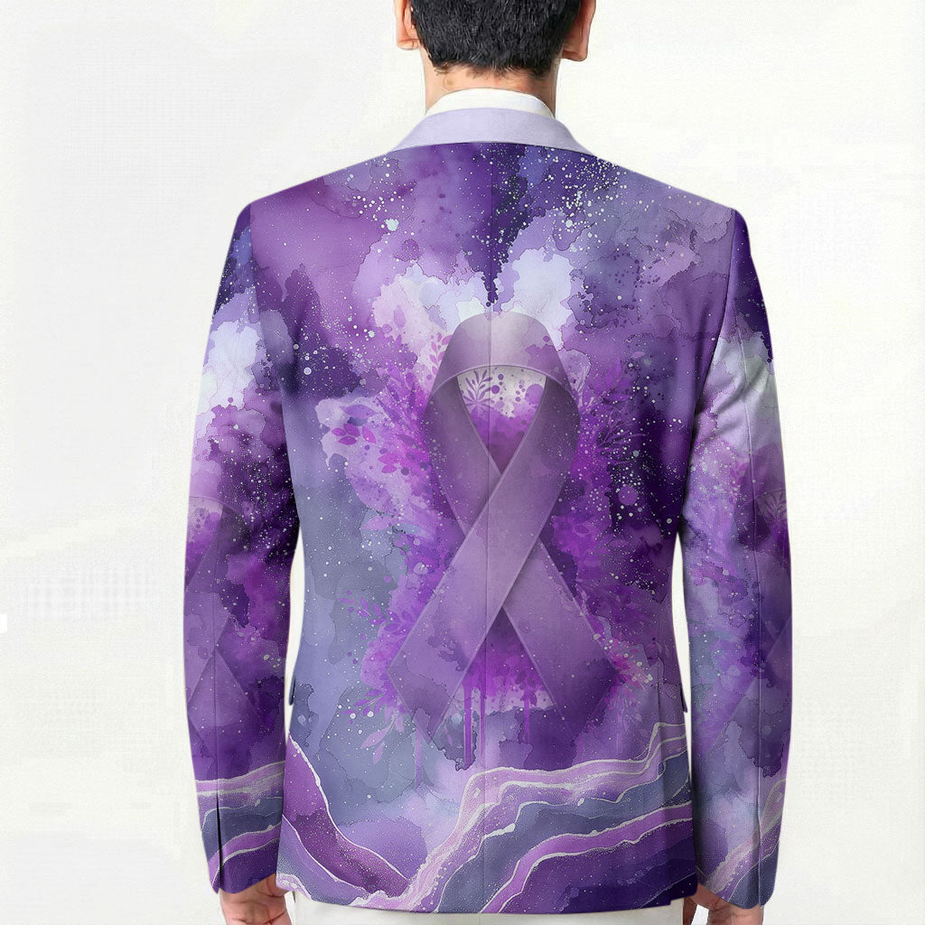 Lupus Awareness Month Blazer Purple Ribbon Watercolor Galaxy Butterfly Floral Support Art