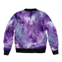 Lupus Awareness Month Bomber Jacket Purple Ribbon Watercolor Galaxy Butterfly Floral Support Art