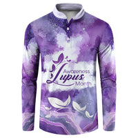 Lupus Awareness Month Button Sweatshirt Purple Ribbon Watercolor Galaxy Butterfly Floral Support Art