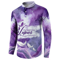 Lupus Awareness Month Button Sweatshirt Purple Ribbon Watercolor Galaxy Butterfly Floral Support Art