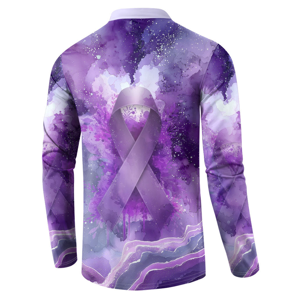 Lupus Awareness Month Button Sweatshirt Purple Ribbon Watercolor Galaxy Butterfly Floral Support Art