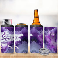 Lupus Awareness Month 4 in 1 Can Cooler Tumbler Purple Ribbon Watercolor Galaxy Butterfly Floral Support Art