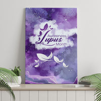 Lupus Awareness Month Canvas Wall Art Purple Ribbon Watercolor Galaxy Butterfly Floral Support Art