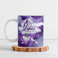 Lupus Awareness Month Ceramic Mug Purple Ribbon Watercolor Galaxy Butterfly Floral Support Art