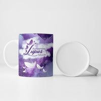 Lupus Awareness Month Ceramic Mug Purple Ribbon Watercolor Galaxy Butterfly Floral Support Art