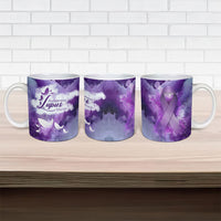 Lupus Awareness Month Ceramic Mug Purple Ribbon Watercolor Galaxy Butterfly Floral Support Art