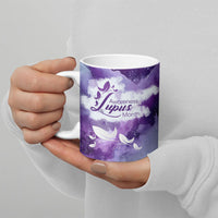Lupus Awareness Month Ceramic Mug Purple Ribbon Watercolor Galaxy Butterfly Floral Support Art