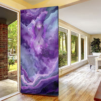 Lupus Awareness Month Door Cover Purple Ribbon Watercolor Galaxy Butterfly Floral Support Art