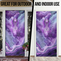 Lupus Awareness Month Door Cover Purple Ribbon Watercolor Galaxy Butterfly Floral Support Art