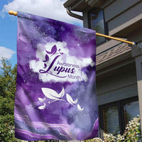 Lupus Awareness Month Garden Flag Purple Ribbon Watercolor Galaxy Butterfly Floral Support Art