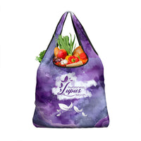 Lupus Awareness Month Grocery Bag Purple Ribbon Watercolor Galaxy Butterfly Floral Support Art