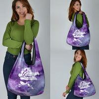 Lupus Awareness Month Grocery Bag Purple Ribbon Watercolor Galaxy Butterfly Floral Support Art