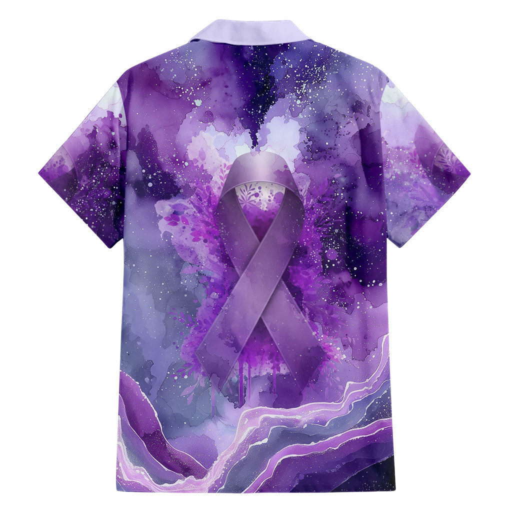 Lupus Awareness Month Hawaiian Shirt Purple Ribbon Watercolor Galaxy Butterfly Floral Support Art