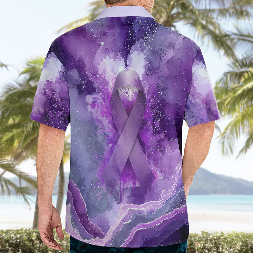 Lupus Awareness Month Hawaiian Shirt Purple Ribbon Watercolor Galaxy Butterfly Floral Support Art