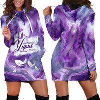 Lupus Awareness Month Hoodie Dress Purple Ribbon Watercolor Galaxy Butterfly Floral Support Art