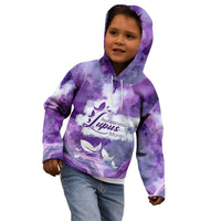Lupus Awareness Month Kid Hoodie Purple Ribbon Watercolor Galaxy Butterfly Floral Support Art