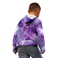 Lupus Awareness Month Kid Hoodie Purple Ribbon Watercolor Galaxy Butterfly Floral Support Art