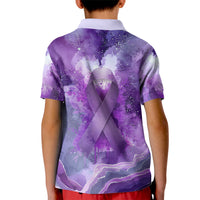 Lupus Awareness Month Kid Polo Shirt Purple Ribbon Watercolor Galaxy Butterfly Floral Support Art
