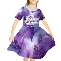 Lupus Awareness Month Kid Short Sleeve Dress Purple Ribbon Watercolor Galaxy Butterfly Floral Support Art