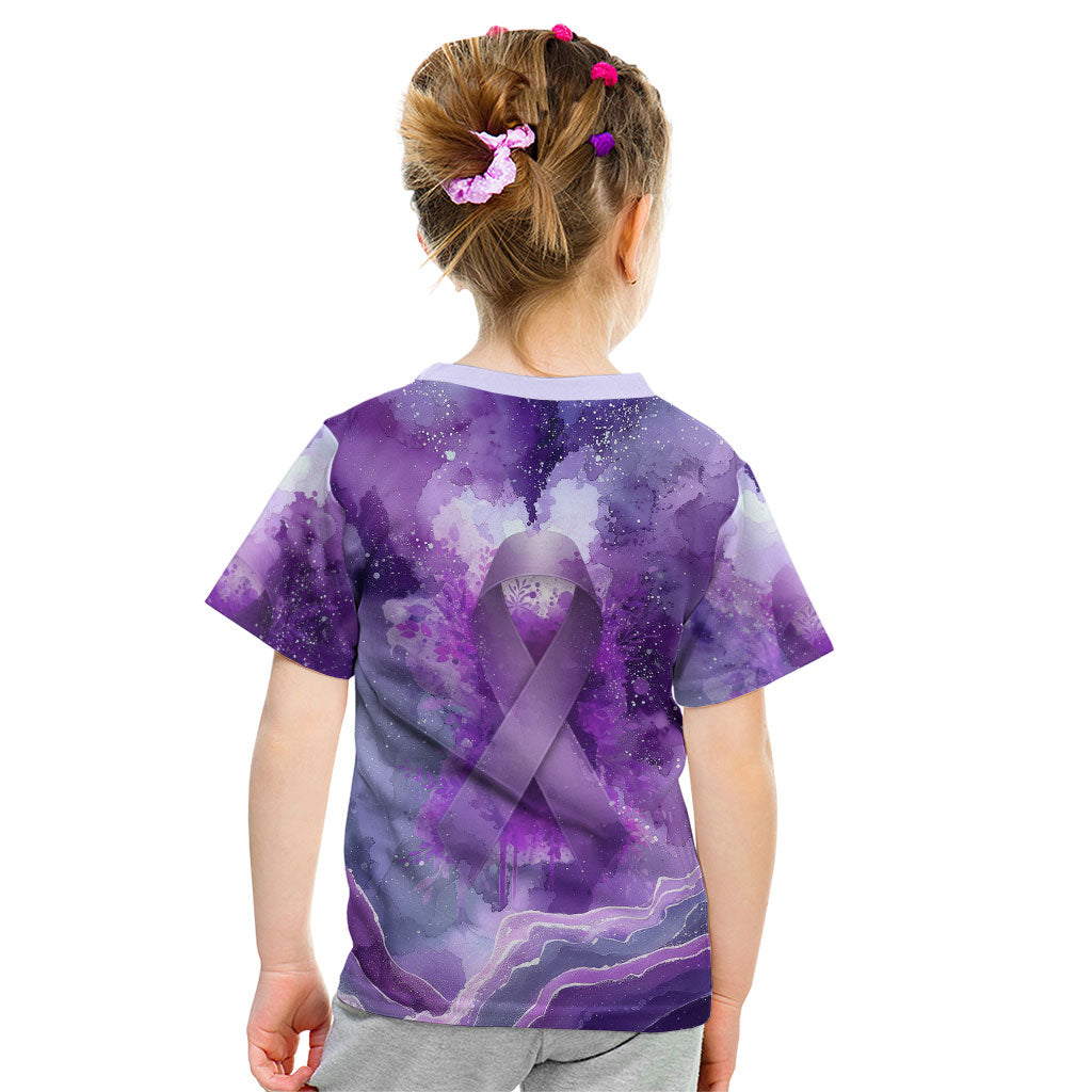 Lupus Awareness Month Kid T Shirt Purple Ribbon Watercolor Galaxy Butterfly Floral Support Art