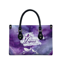 Lupus Awareness Month Leather Bag Purple Ribbon Watercolor Galaxy Butterfly Floral Support Art