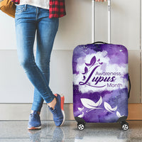 Lupus Awareness Month Luggage Cover Purple Ribbon Watercolor Galaxy Butterfly Floral Support Art