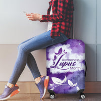 Lupus Awareness Month Luggage Cover Purple Ribbon Watercolor Galaxy Butterfly Floral Support Art