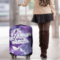 Lupus Awareness Month Luggage Cover Purple Ribbon Watercolor Galaxy Butterfly Floral Support Art
