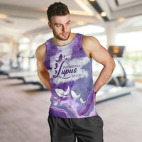 Lupus Awareness Month Men Tank Top Purple Ribbon Watercolor Galaxy Butterfly Floral Support Art