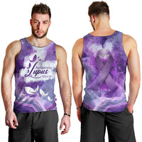 Lupus Awareness Month Men Tank Top Purple Ribbon Watercolor Galaxy Butterfly Floral Support Art