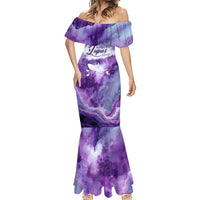 Lupus Awareness Month Mermaid Dress Purple Ribbon Watercolor Galaxy Butterfly Floral Support Art