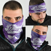 Lupus Awareness Month Neck Gaiter Purple Ribbon Watercolor Galaxy Butterfly Floral Support Art
