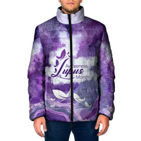 Lupus Awareness Month Padded Jacket Purple Ribbon Watercolor Galaxy Butterfly Floral Support Art