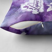 Lupus Awareness Month Pillow Cover Purple Ribbon Watercolor Galaxy Butterfly Floral Support Art
