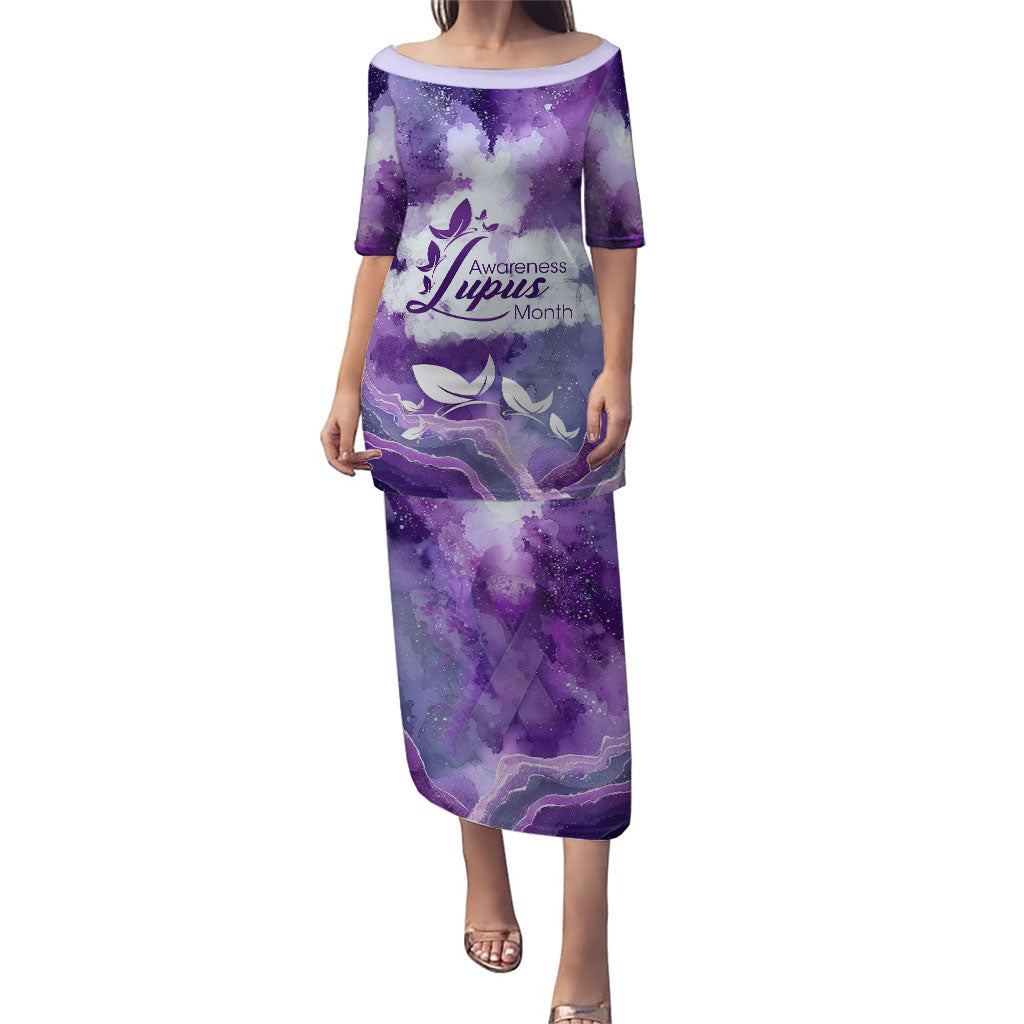 Lupus Awareness Month Puletasi Purple Ribbon Watercolor Galaxy Butterfly Floral Support Art