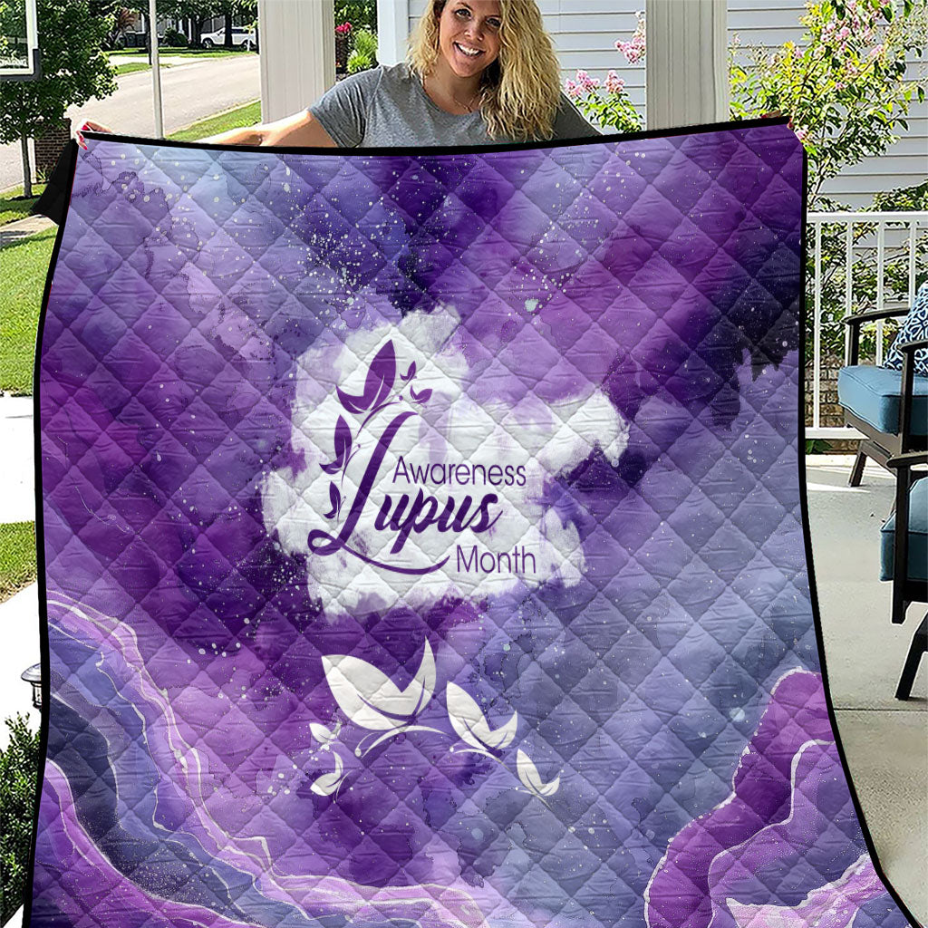 Lupus Awareness Month Quilt Purple Ribbon Watercolor Galaxy Butterfly Floral Support Art