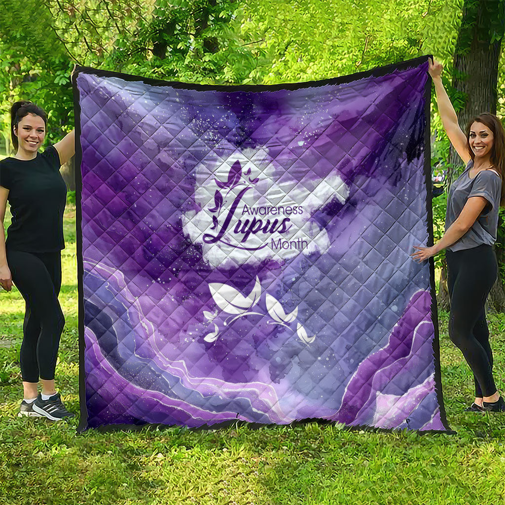 Lupus Awareness Month Quilt Purple Ribbon Watercolor Galaxy Butterfly Floral Support Art