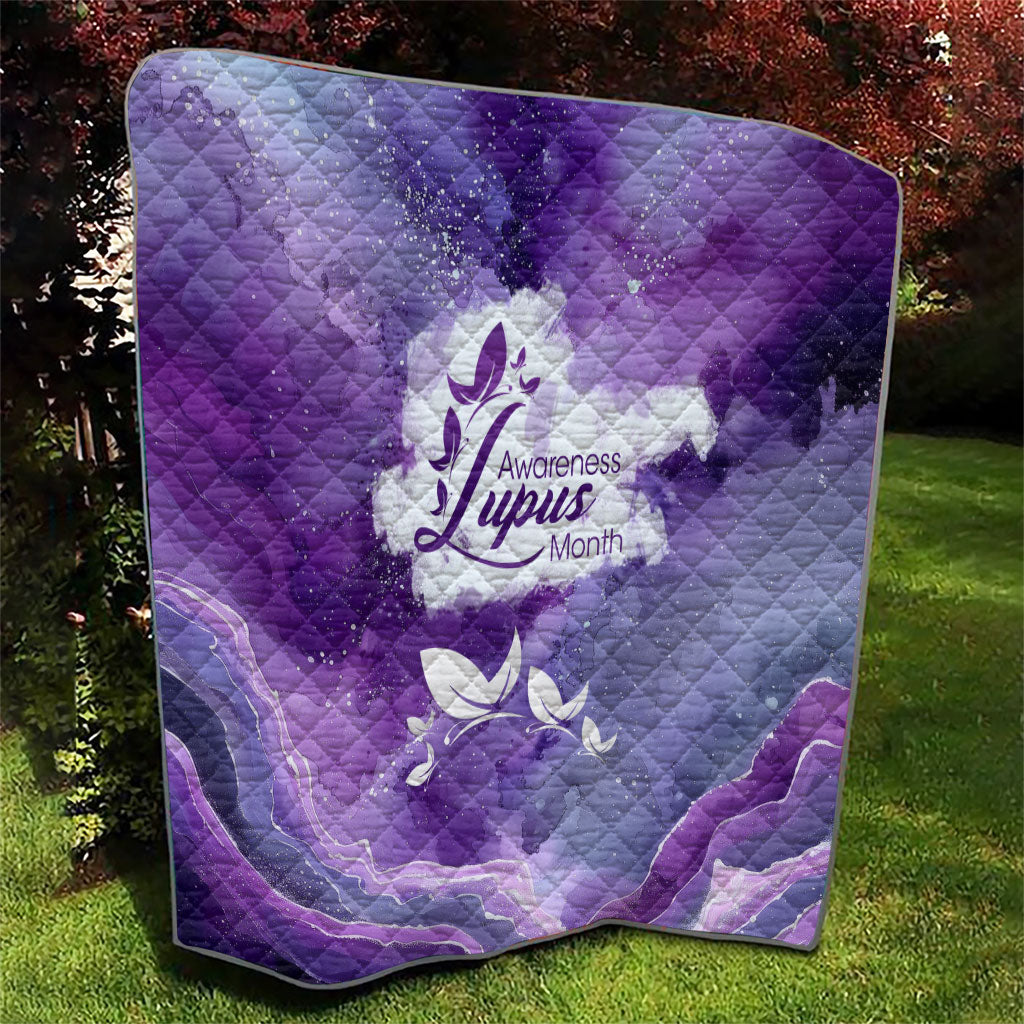 Lupus Awareness Month Quilt Purple Ribbon Watercolor Galaxy Butterfly Floral Support Art