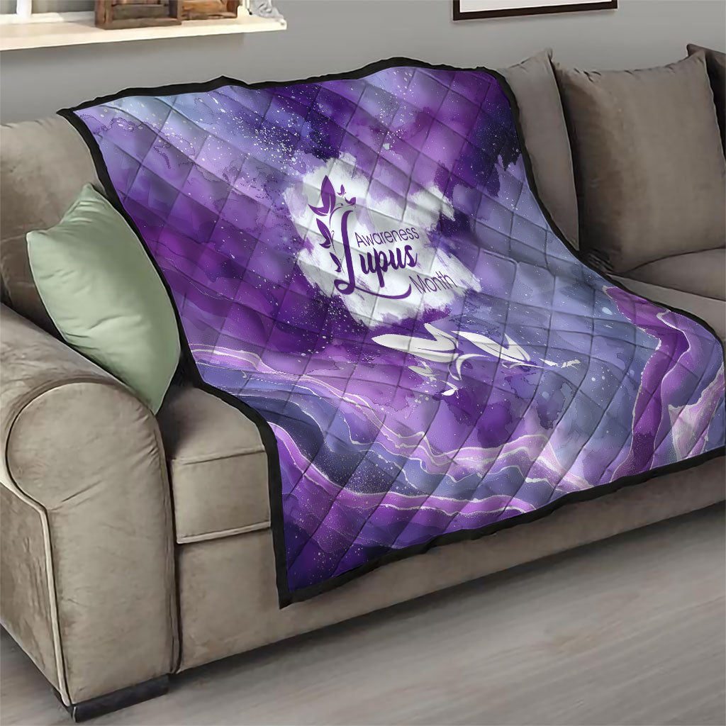 Lupus Awareness Month Quilt Purple Ribbon Watercolor Galaxy Butterfly Floral Support Art