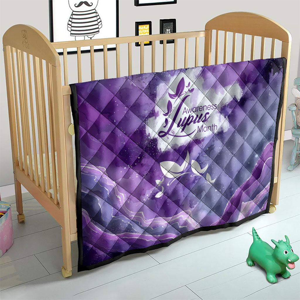 Lupus Awareness Month Quilt Purple Ribbon Watercolor Galaxy Butterfly Floral Support Art
