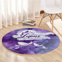 Lupus Awareness Month Round Carpet Purple Ribbon Watercolor Galaxy Butterfly Floral Support Art