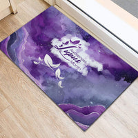 Lupus Awareness Month Rubber Doormat Purple Ribbon Watercolor Galaxy Butterfly Floral Support Art