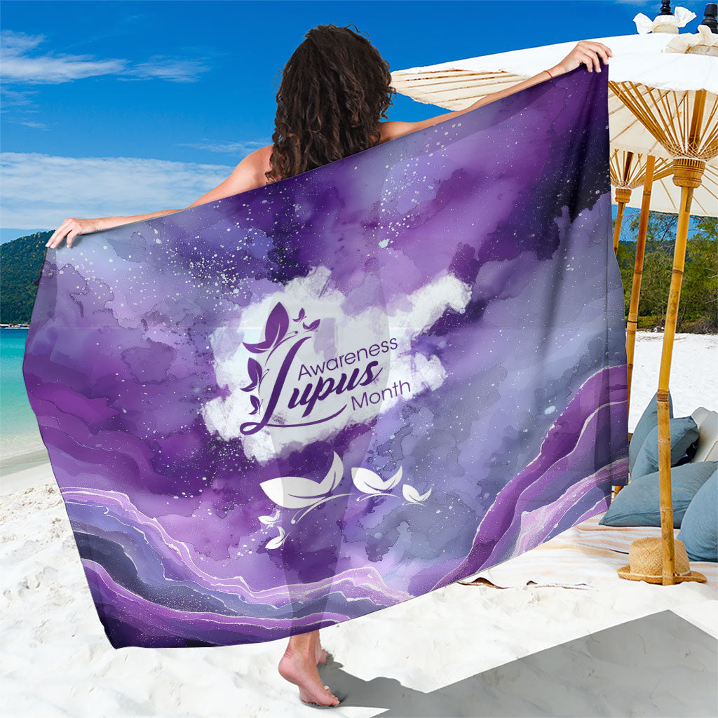 Lupus Awareness Month Sarong Purple Ribbon Watercolor Galaxy Butterfly Floral Support Art